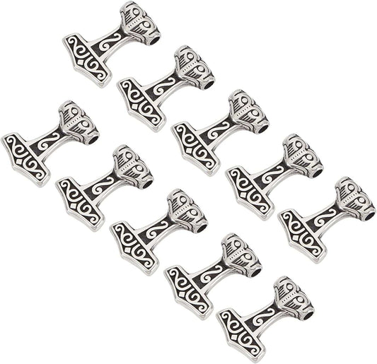 UNICRAFTALE 10Pcs 3.5Mm Stainless Steel Pendants Viking Thor'S Hammer Celtic Knot Charms Antique Silver Pendant for Bracelets Necklace Jewelry Making Crafting Supplies