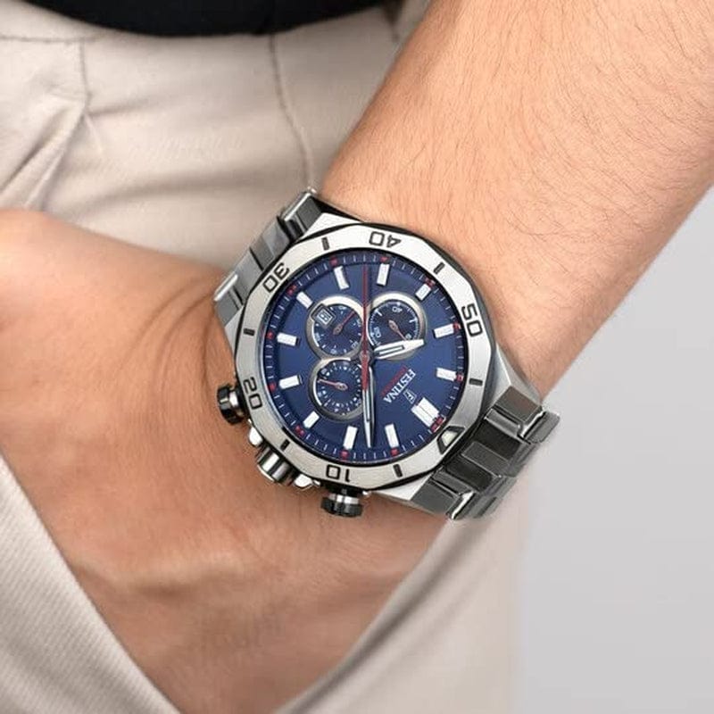 Unisex Adult Chronograph Quartz Watch with Stainless Steel Strap F20448/3