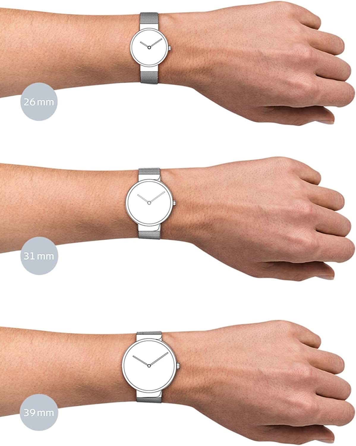 Unisex Analogue Quartz Watch with Stainless Steel Strap 7020-6smd-39mm