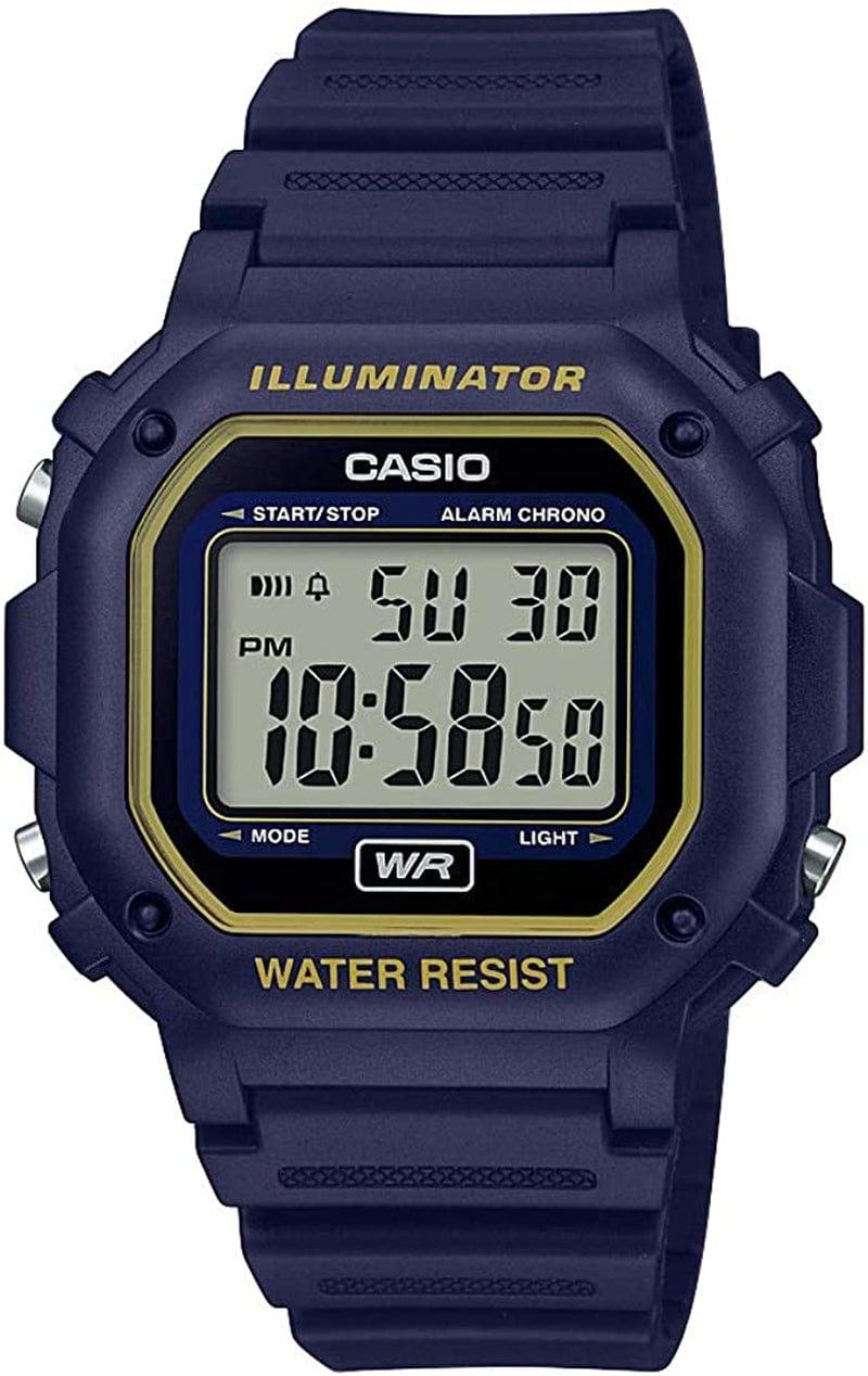 Unisex F-108WH-1ACF Big Square Digital Display Quartz Black Watch Blue/Yellow