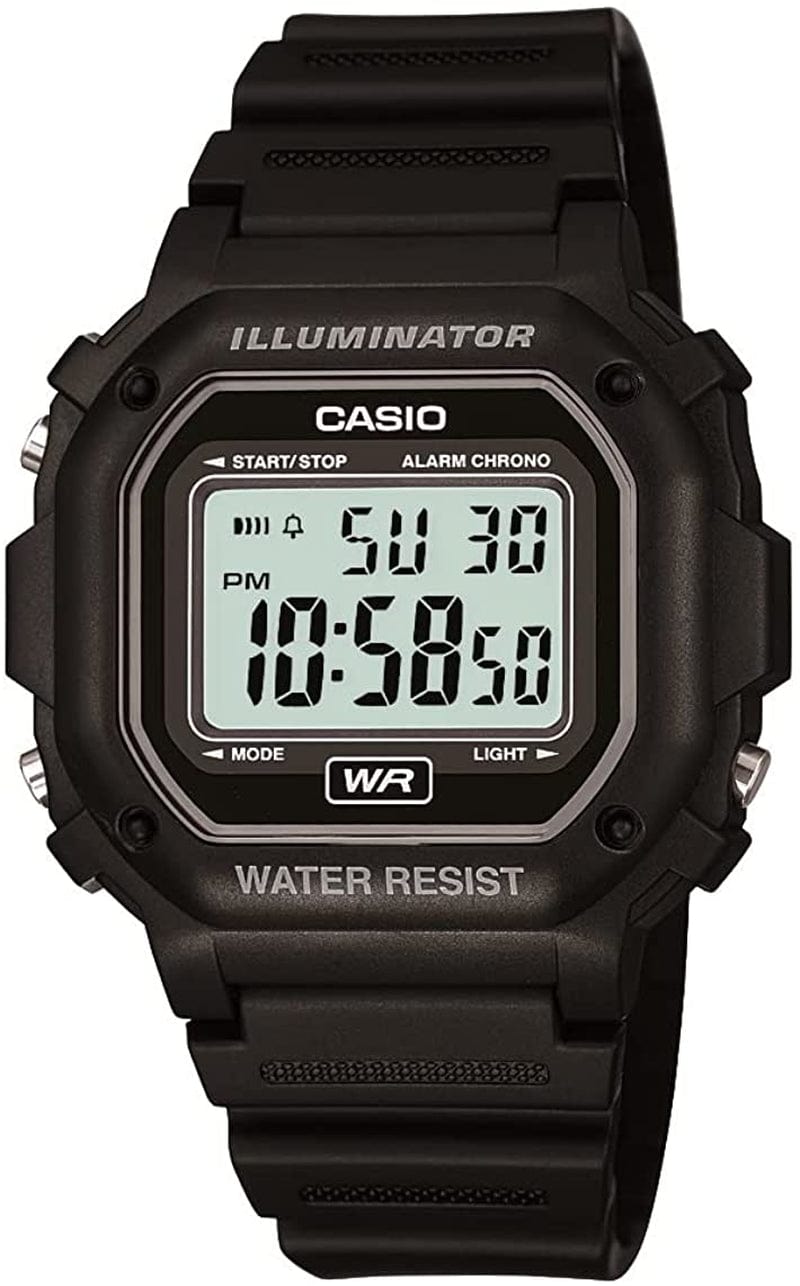 Unisex F-108WH-1ACF Big Square Digital Display Quartz Black Watch Black