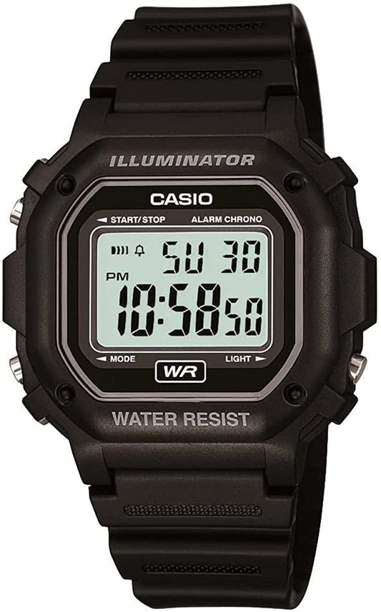 Unisex F-108WH-1ACF Big Square Digital Display Quartz Black Watch Black