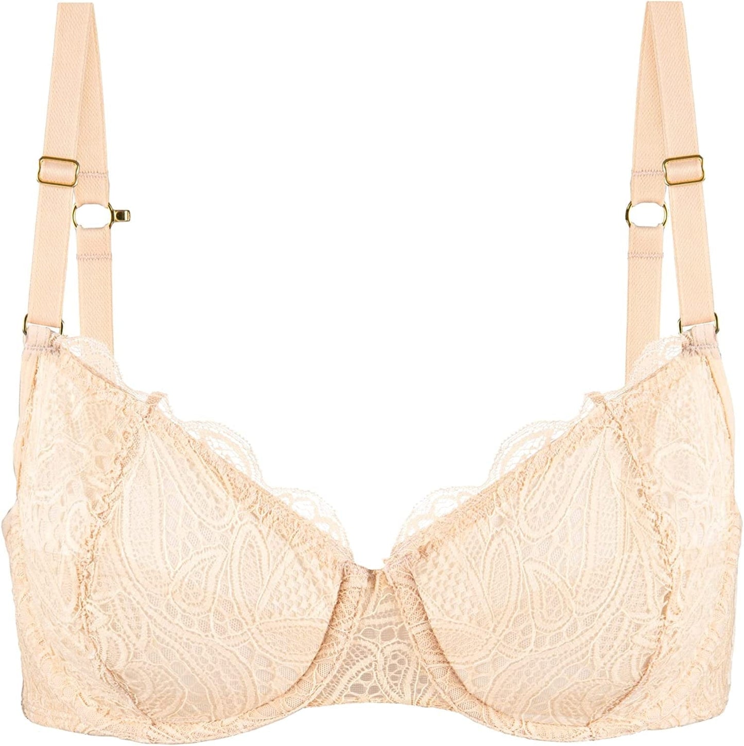 Unlined Lace Bra - Convertible Racerback Bra with Unlined Lace, Sexy Bra for Women, Everyday Bras for Women Toasted Almond / 38C