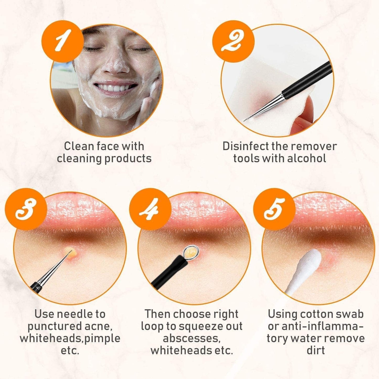 Professional-grade blemish removal tools with protective carrying case