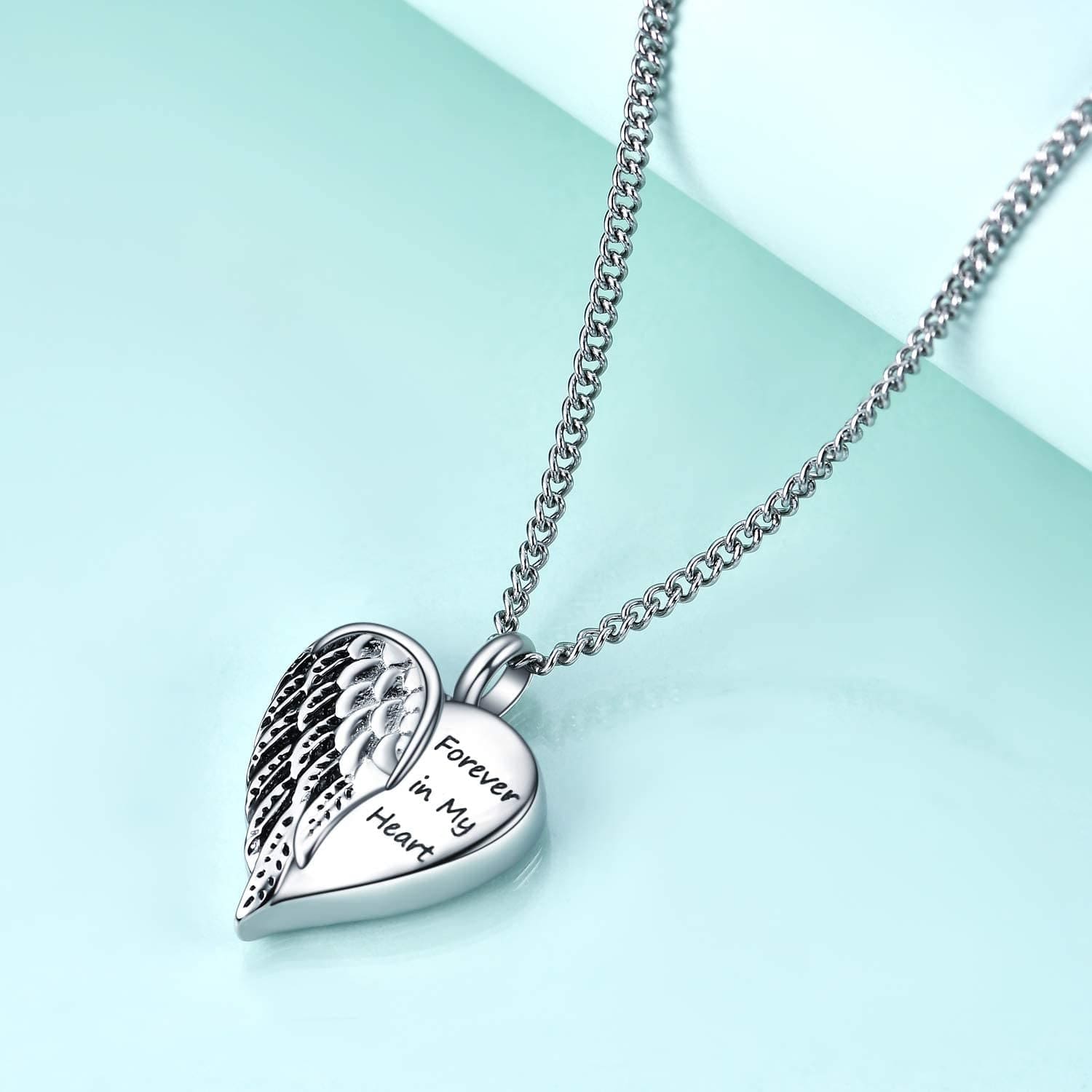 Urn Necklace for Ashes, Forever in My Heart Cremation Jewelry for Ashes Necklace Jewelry Gifts for Memorial Ash Holder A-Wing