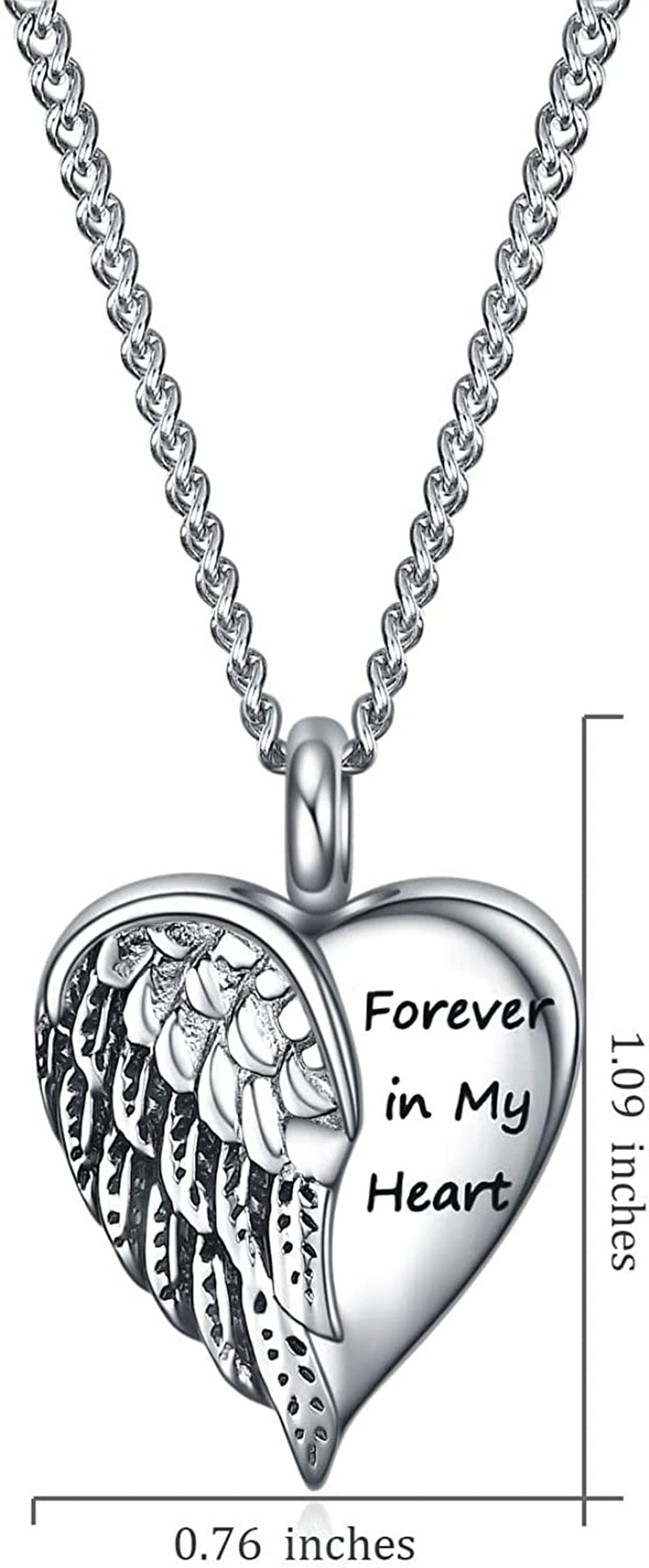 Urn Necklace for Ashes, Forever in My Heart Cremation Jewelry for Ashes Necklace Jewelry Gifts for Memorial Ash Holder A-Wing