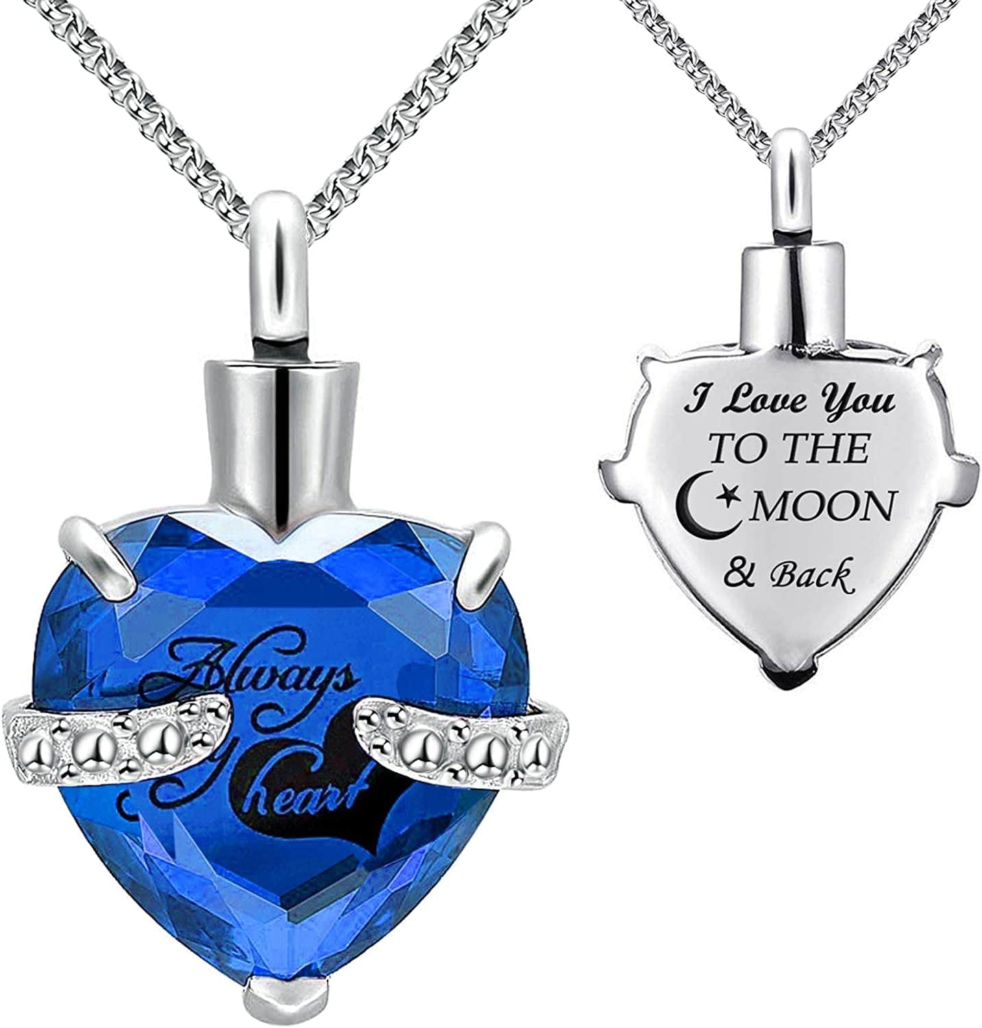 Urn Necklaces for Ashes "Always in My Heart" Heart Cremation Jewelry Memorial Pendant Birthstone Necklace September URN