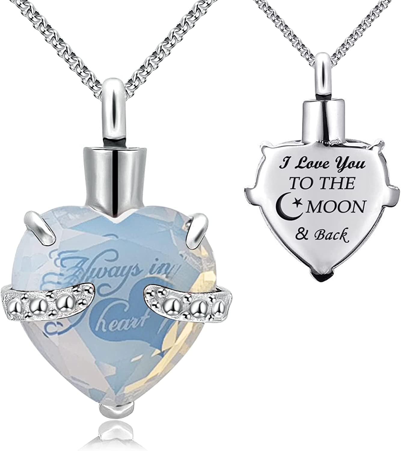 Urn Necklaces for Ashes "Always in My Heart" Heart Cremation Jewelry Memorial Pendant Birthstone Necklace June URN
