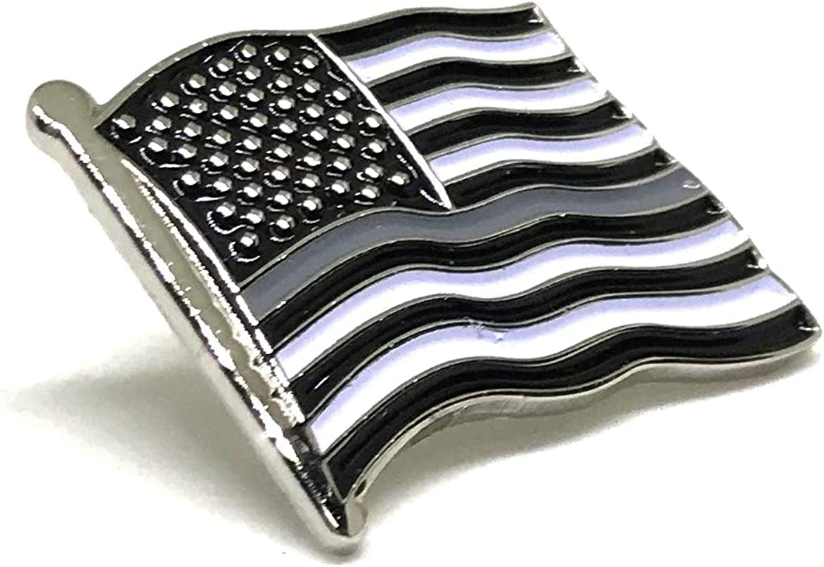 US Flag USA Patriotic American Standard Official Lapel Pin Series (Correctional Officers - Gray / Silver Line)