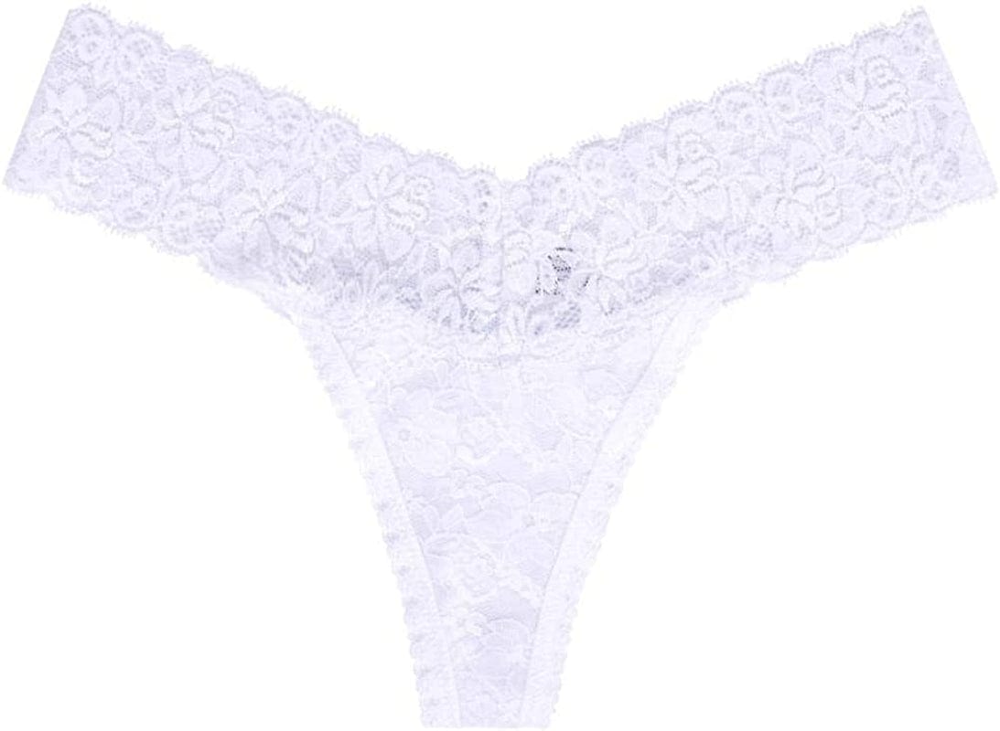 UWOCEKA 5 Pack Women'S Sexy Stretchy Lace Thong V Cheeky Underwear See through Panties