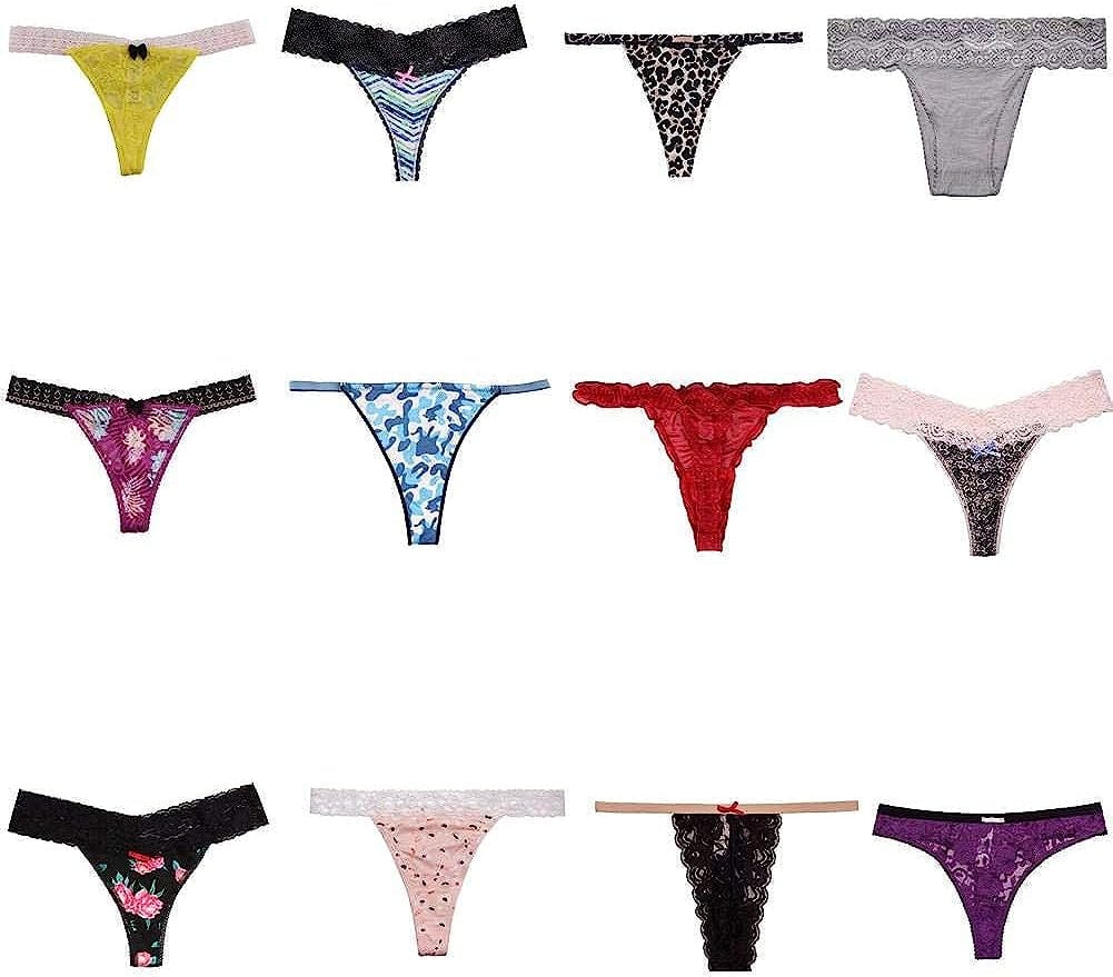 UWOCEKA Sexy Thongs for Women,Variety of T-Backs 10 Pack Sexy Underwear G-Strings Lacy Undies Panties Tanga