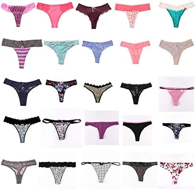 UWOCEKA Sexy Underwear, Kinds of Women T-Back Thong G-String Underpants Sexy Lacy Panties, 10 Pcs