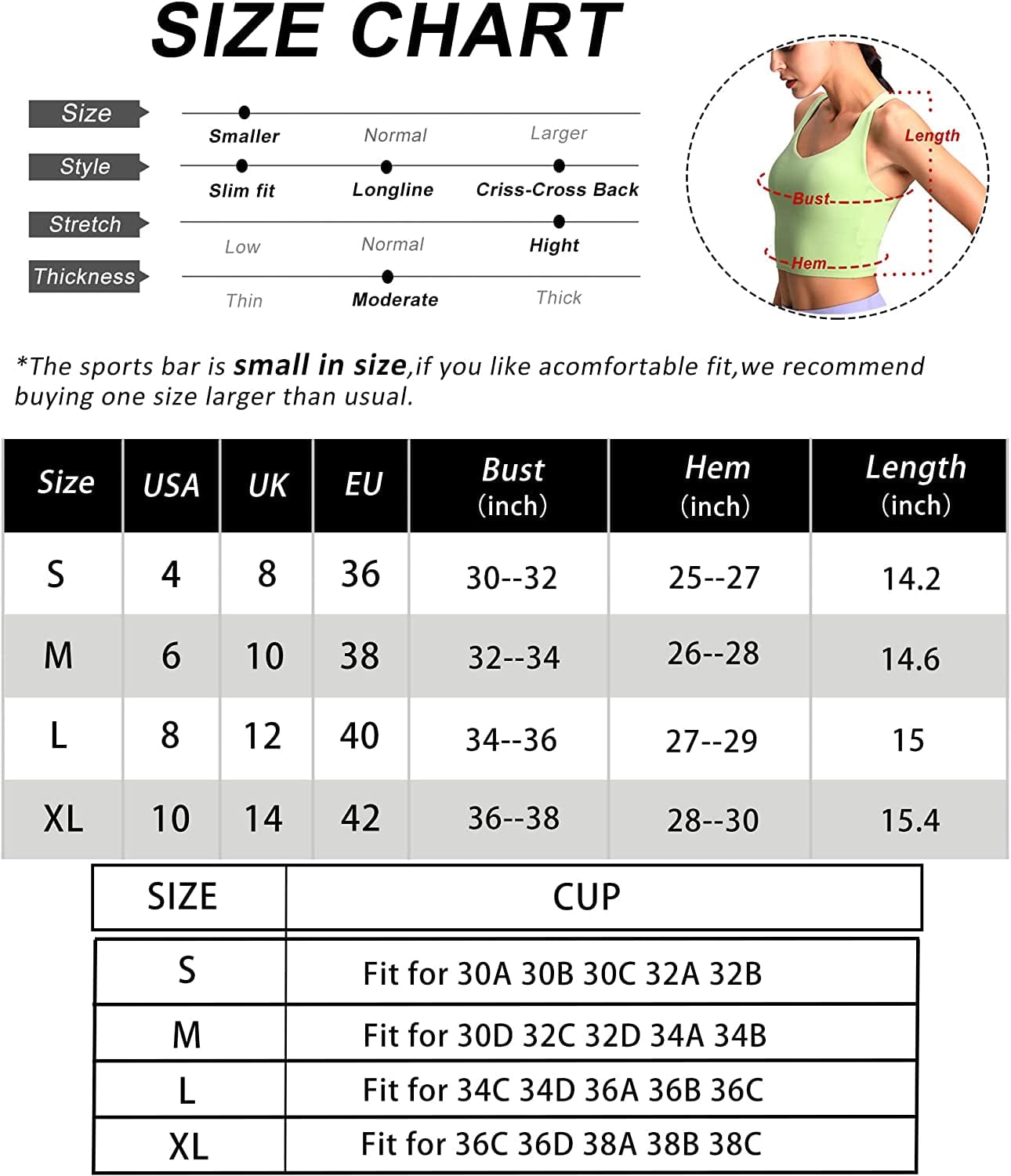 V Neck Sports Bras for Women Longline Wirefree Padded Camisole Yoga Bra Medium Support Workout Crop Top Tank Tops for Girls