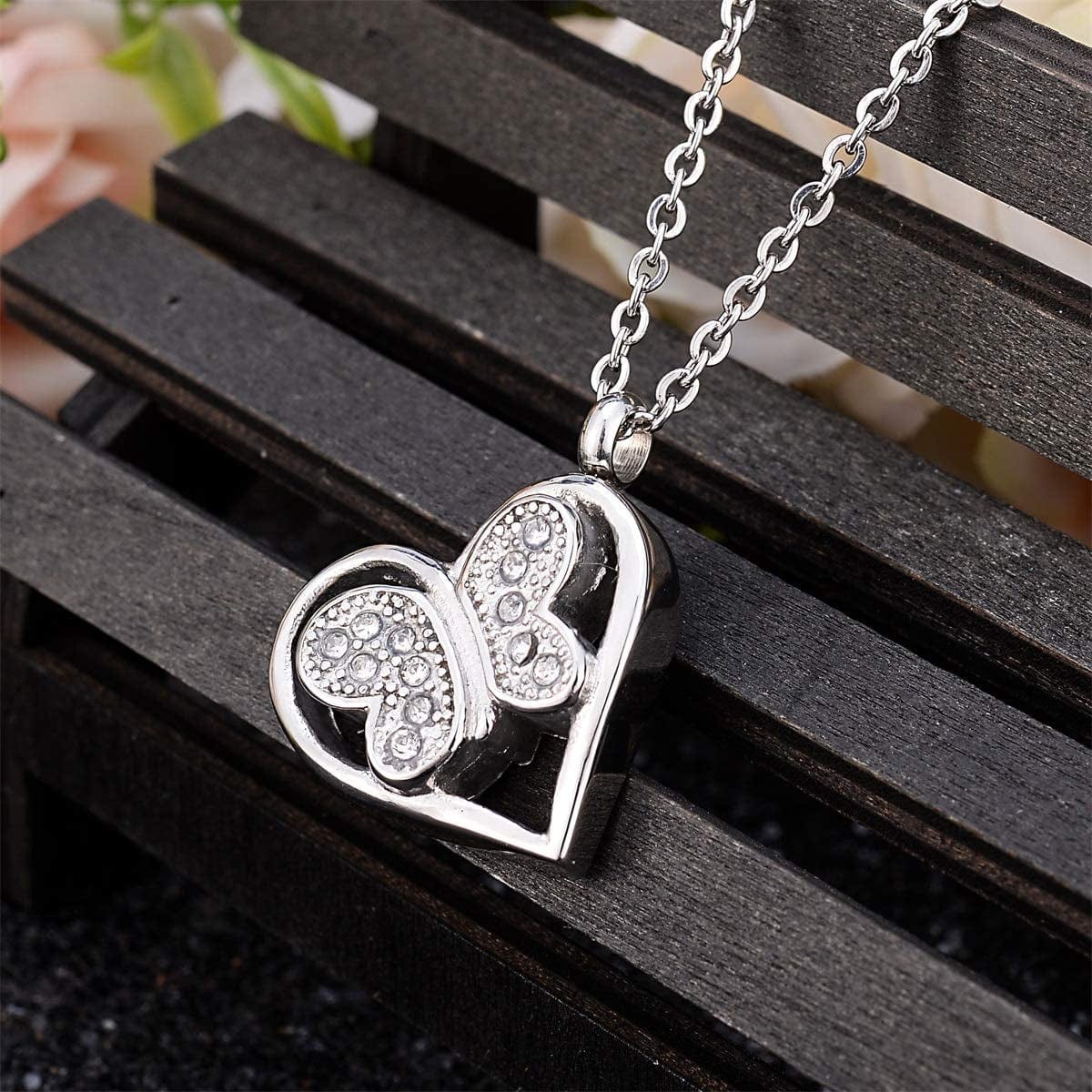 Valyria Cremation Jewelry Flying Butterfly Urn Pendant Keepsake Memorial Necklace
