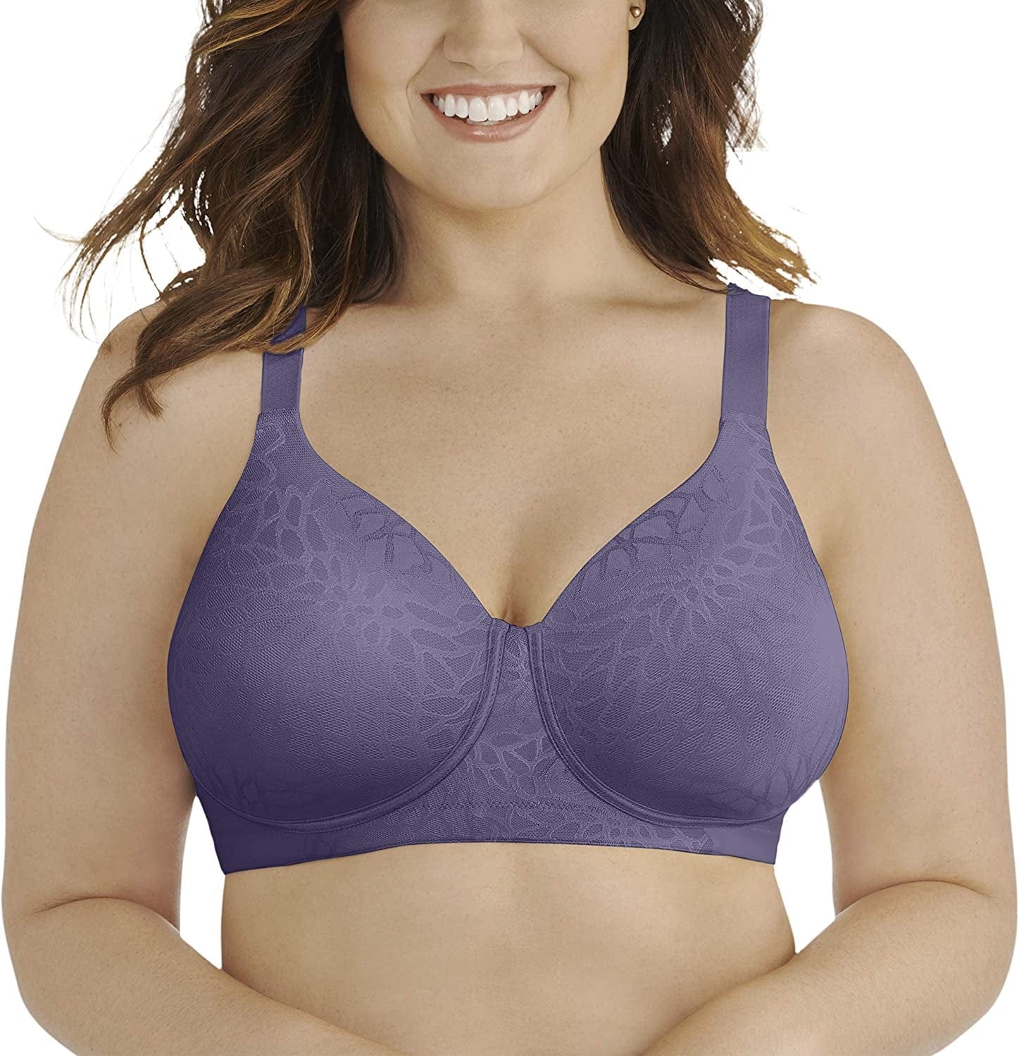 Vanity Fair Women'S Beauty Back Full Figure Wirefree Bra (71380-Fashion Colors) Blue Charcoal Lace / 36C