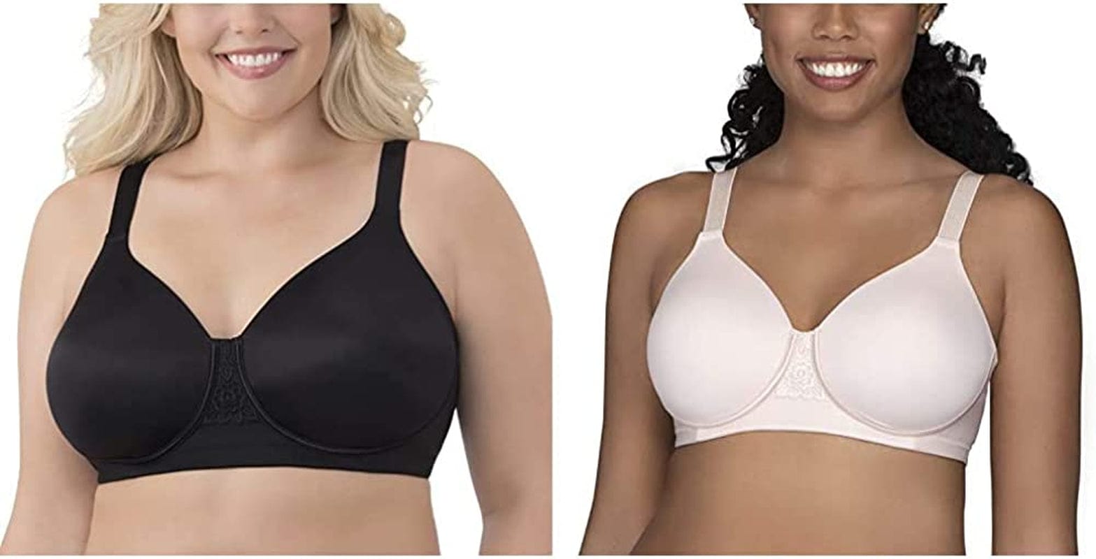 Vanity Fair Women'S Beauty Back Full Figure Wirefree Bra (71380-Fashion Colors) 2 Pack - Black/Quartz / 38DD