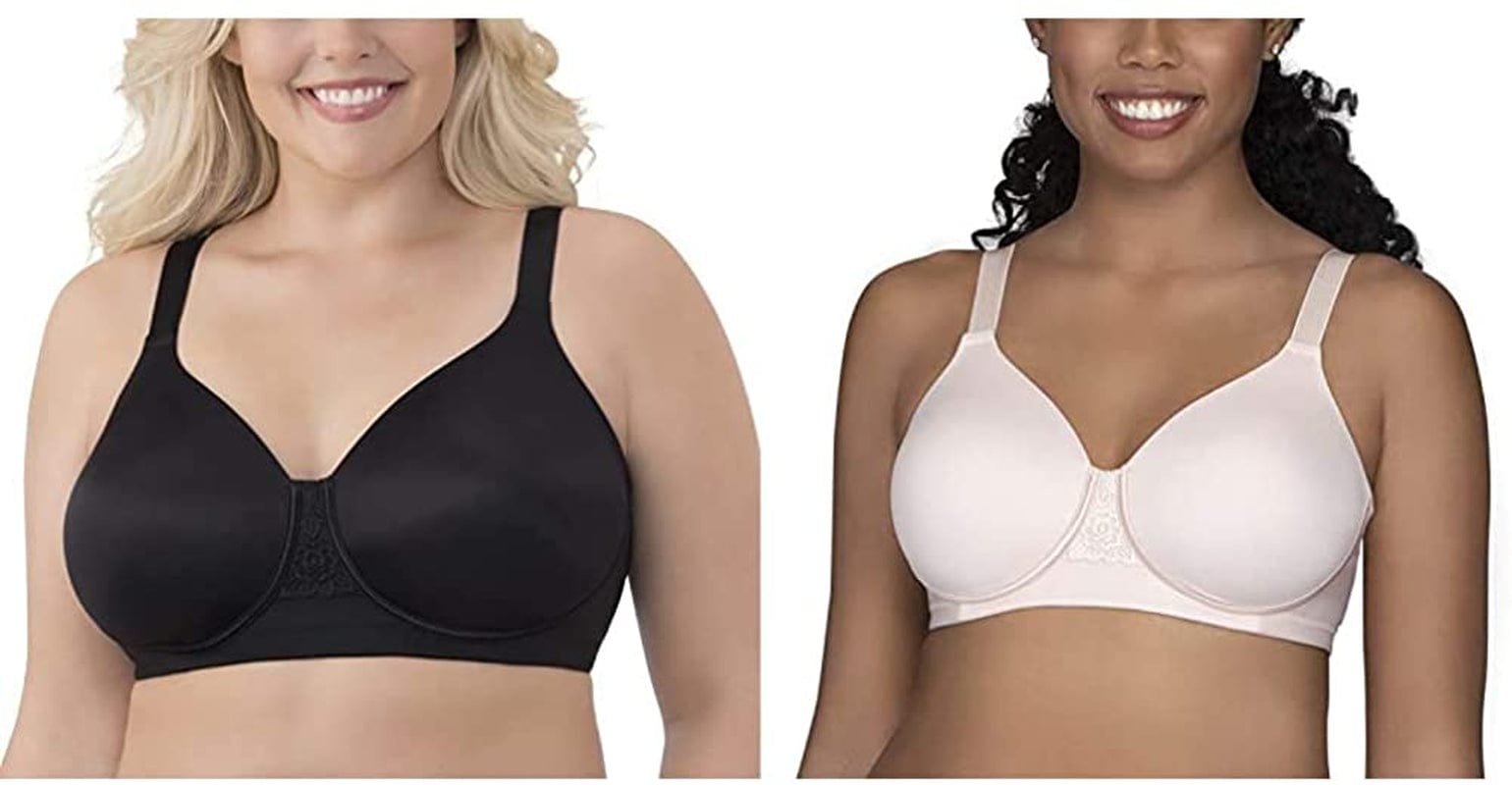 Vanity Fair Women'S Beauty Back Full Figure Wirefree Bra (71380-Fashion Colors) 2 Pack - Black/Quartz / 40C
