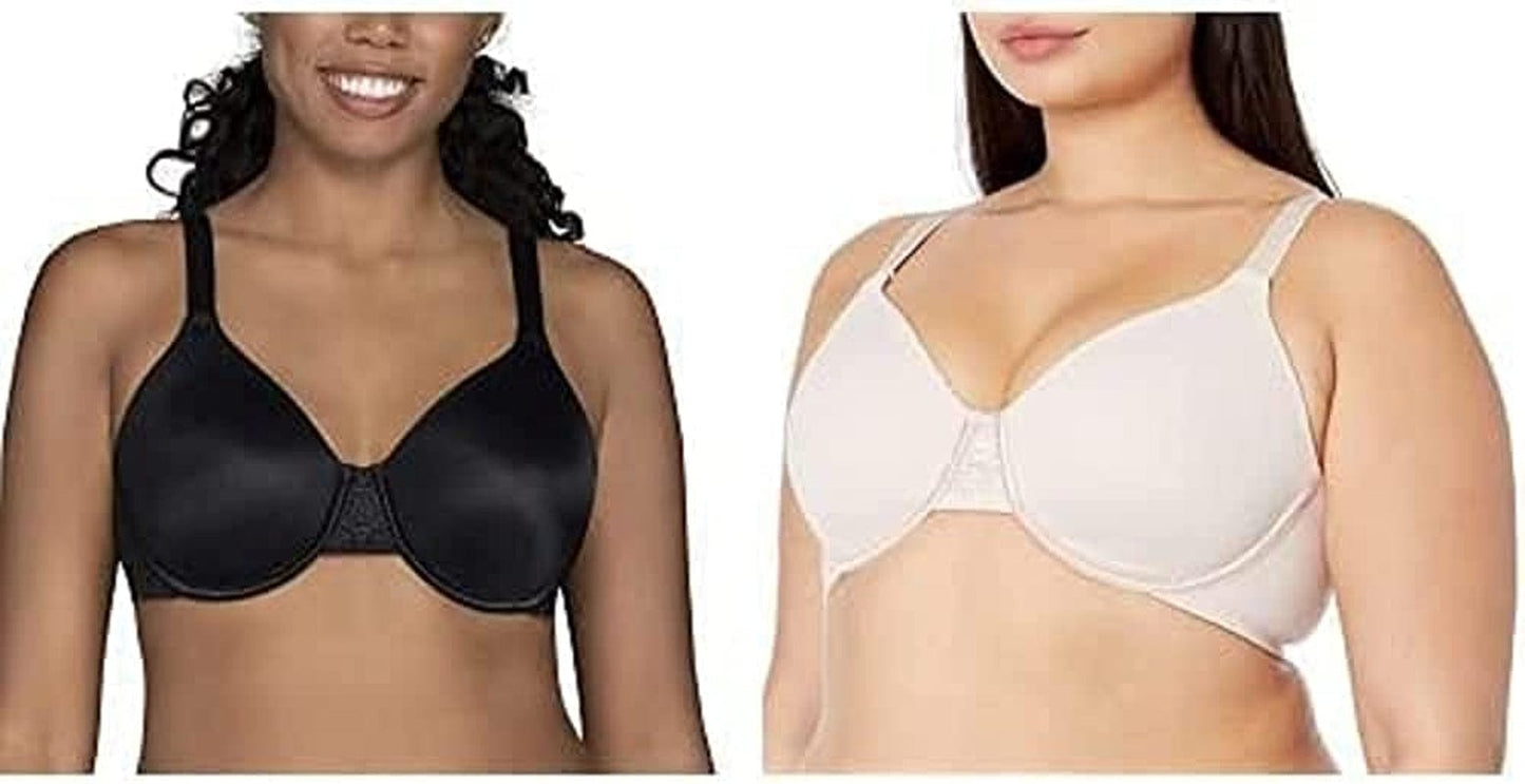 Vanity Fair Women'S Beauty Back Smoothing Minimizer Bra (36C-42H) 2 Pack - Sheer Quartz/Midnight Black / Beauty Back / 36H