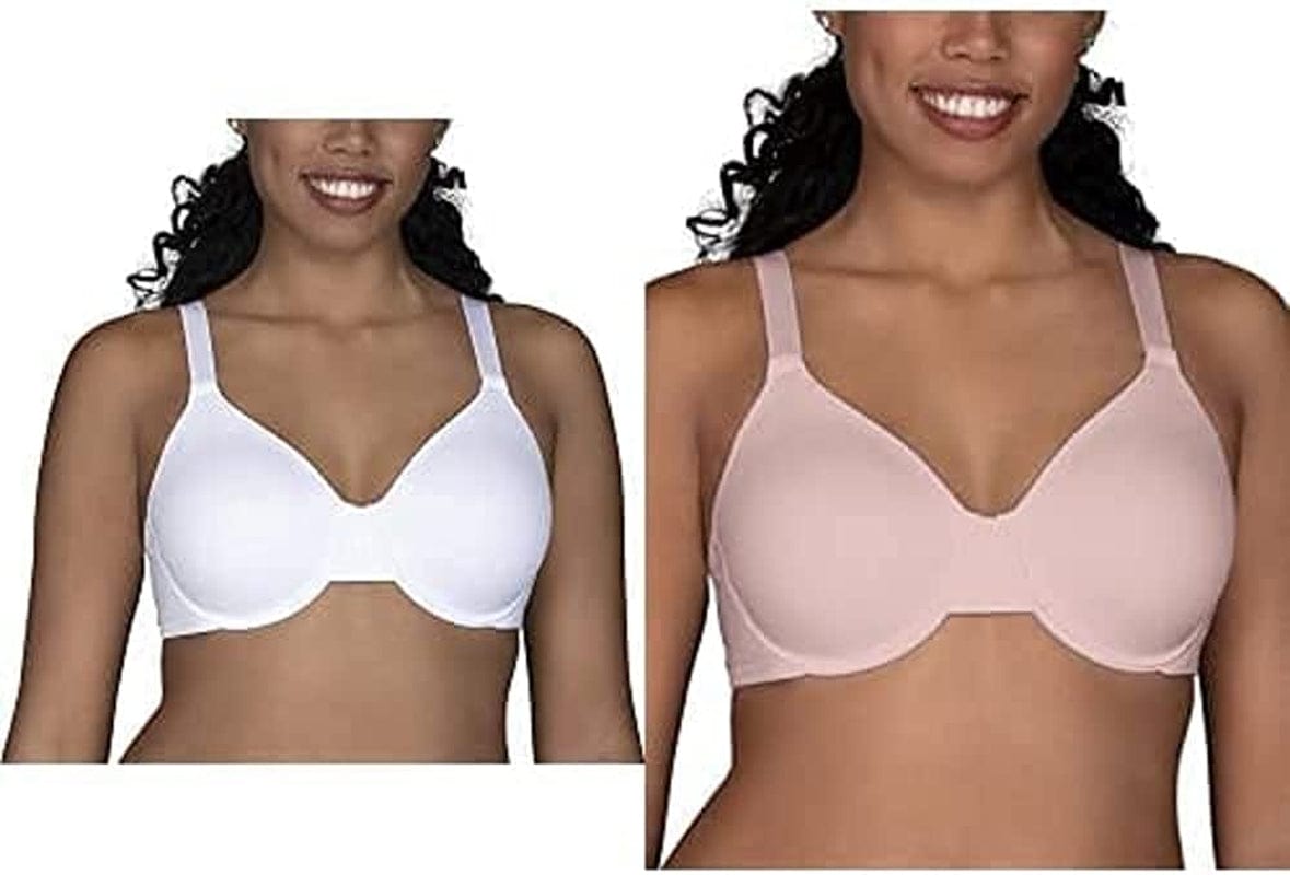 Vanity Fair Women'S Beauty Back Smoothing Minimizer Bra (36C-42H) 2 Pack - Star White/Sheer Quartz / Beauty Back / 36H