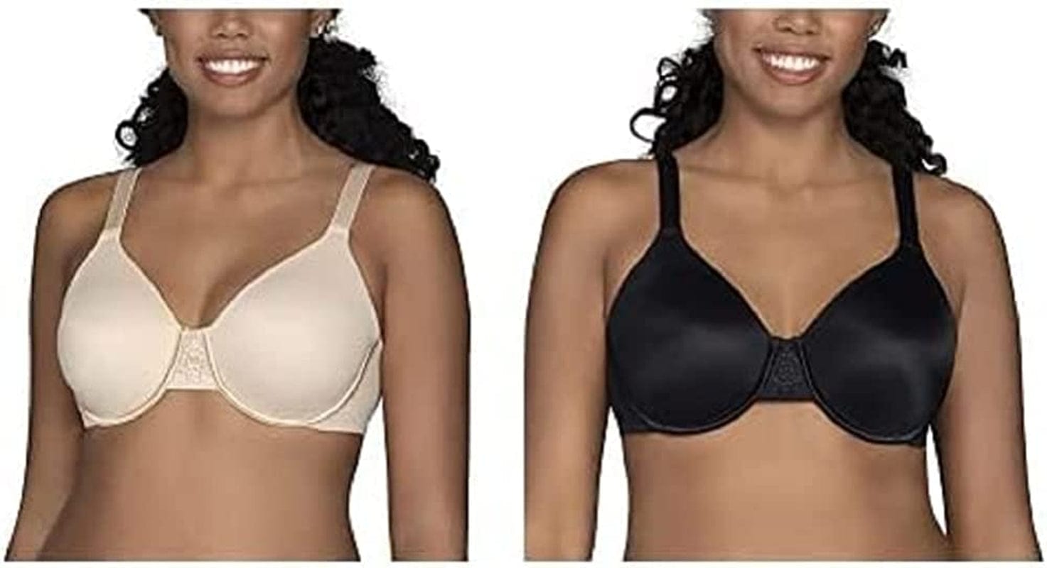 Vanity Fair Women'S Beauty Back Smoothing Minimizer Bra (36C-42H) 2 Pack - Damask Neutral/Midnight Black / Beauty Back / 42H