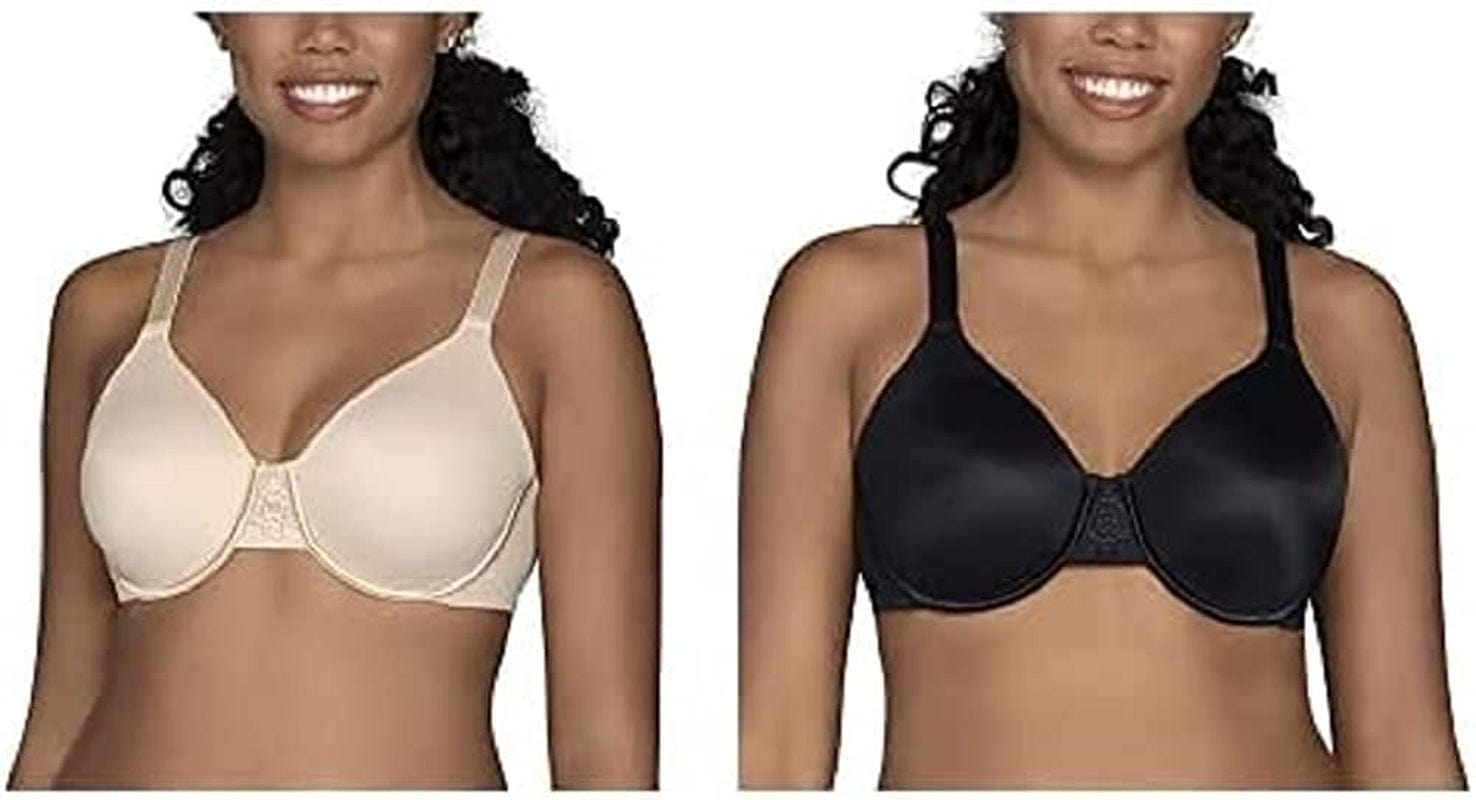 Vanity Fair Women'S Beauty Back Smoothing Minimizer Bra (36C-42H) 2 Pack - Damask Neutral/Midnight Black / Beauty Back / 40D
