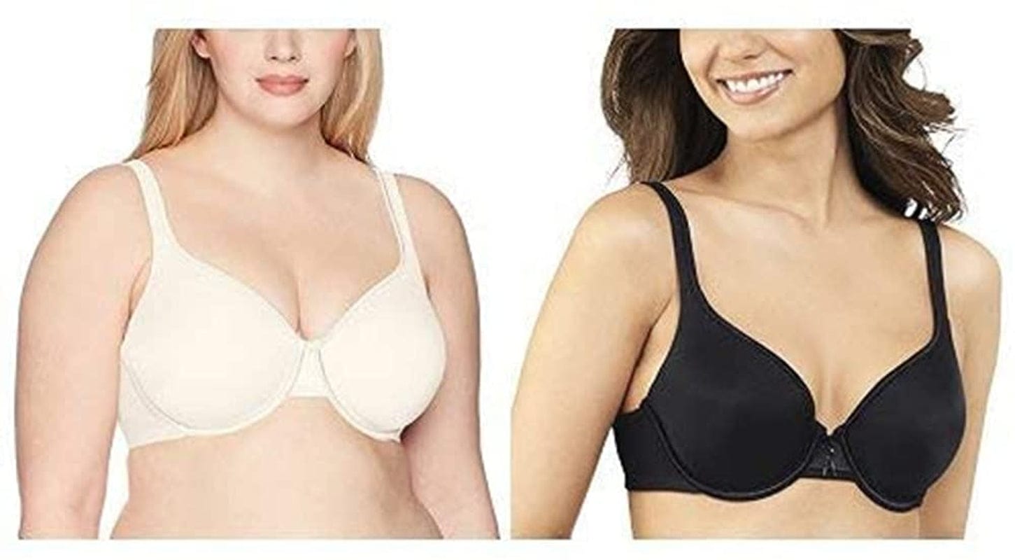 Vanity Fair Women'S Body Caress Full Coverage Convertible Bra Underwire - 2 Pack - Ivory/Black / Underwire / 42C