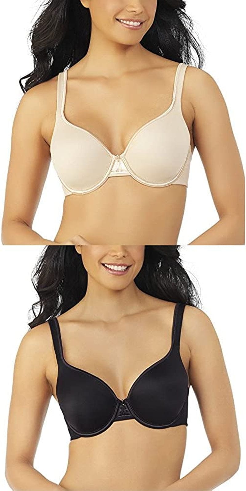 Vanity Fair Women'S Body Caress Full Coverage Convertible Bra Underwire - 2 Pack - Beige/Black / Underwire / 40D