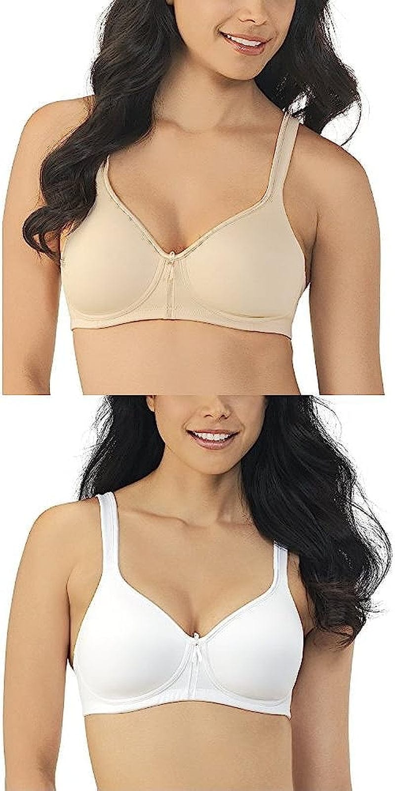 Vanity Fair Women'S Body Caress Full Coverage Convertible Bra Wirefree - 2 Pack - Beige/White / Wirefree / 42D
