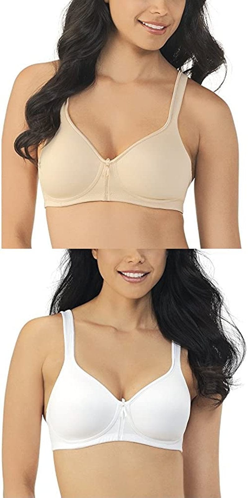 Vanity Fair Women'S Body Caress Full Coverage Convertible Bra Wirefree - 2 Pack - Beige/White / Wirefree / 40D