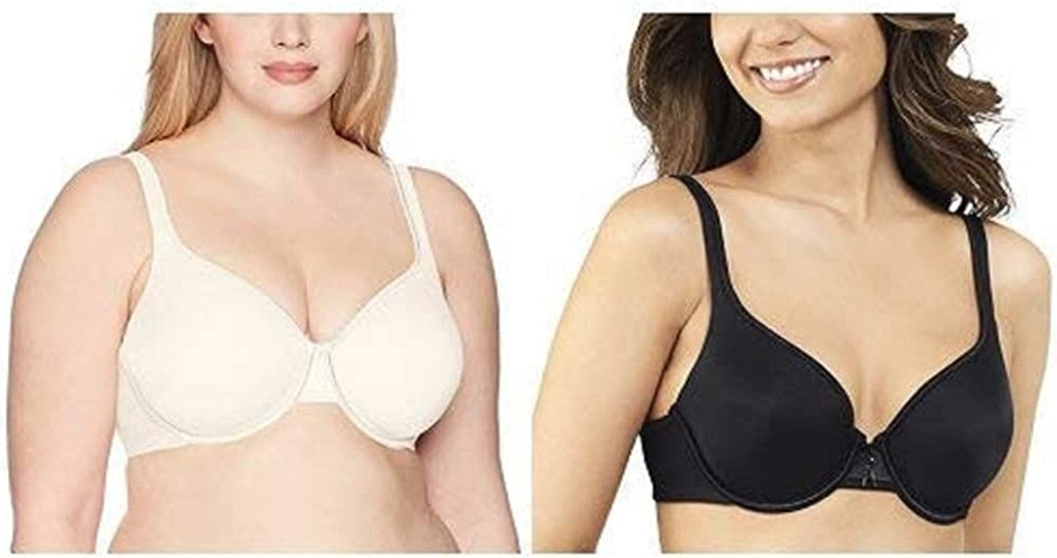 Vanity Fair Women'S Body Caress Full Coverage Convertible Bra Underwire - 2 Pack - Ivory/Black / Underwire / 34B