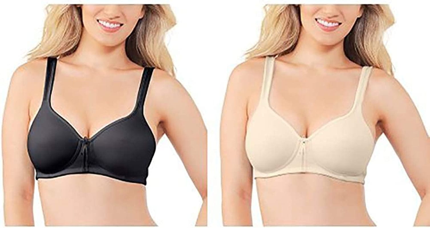 Vanity Fair Women'S Body Caress Full Coverage Convertible Bra Wirefree - 2 Pack - Black/Ivory / Wirefree / 36D