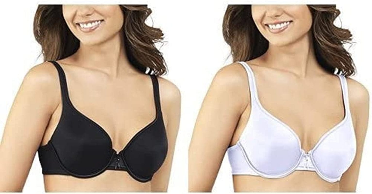 Vanity Fair Women'S Body Caress Full Coverage Convertible Bra Underwire - 2 Pack - Black/White / Underwire / 38DD