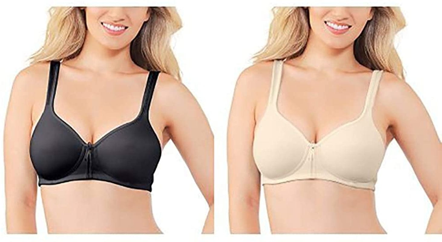 Vanity Fair Women'S Body Caress Full Coverage Convertible Bra Wirefree - 2 Pack - Black/Ivory / Wirefree / 36C