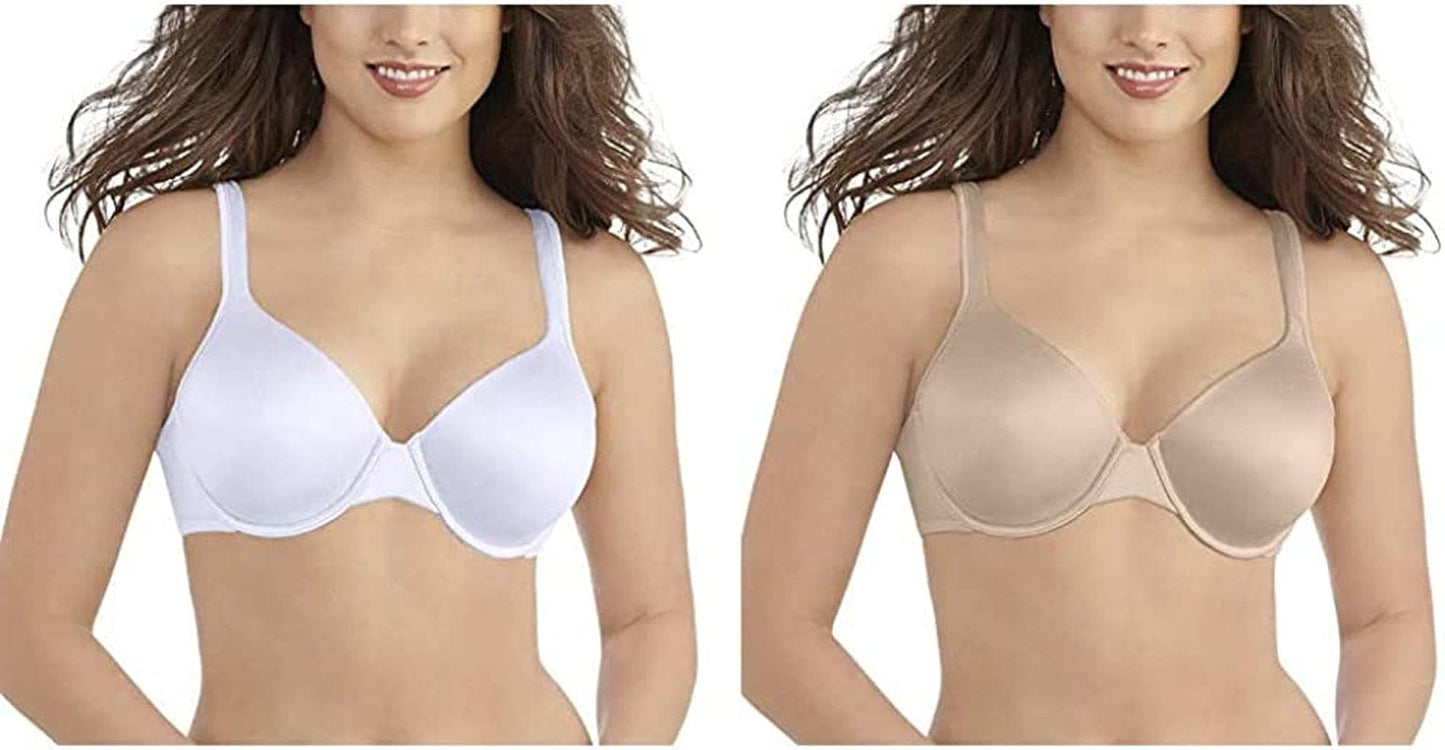 Vanity Fair Women'S Body Shine Full Coverage T-Shirt Bra Underwire - 2 Pack - White/Beige / Underwire / 36DD