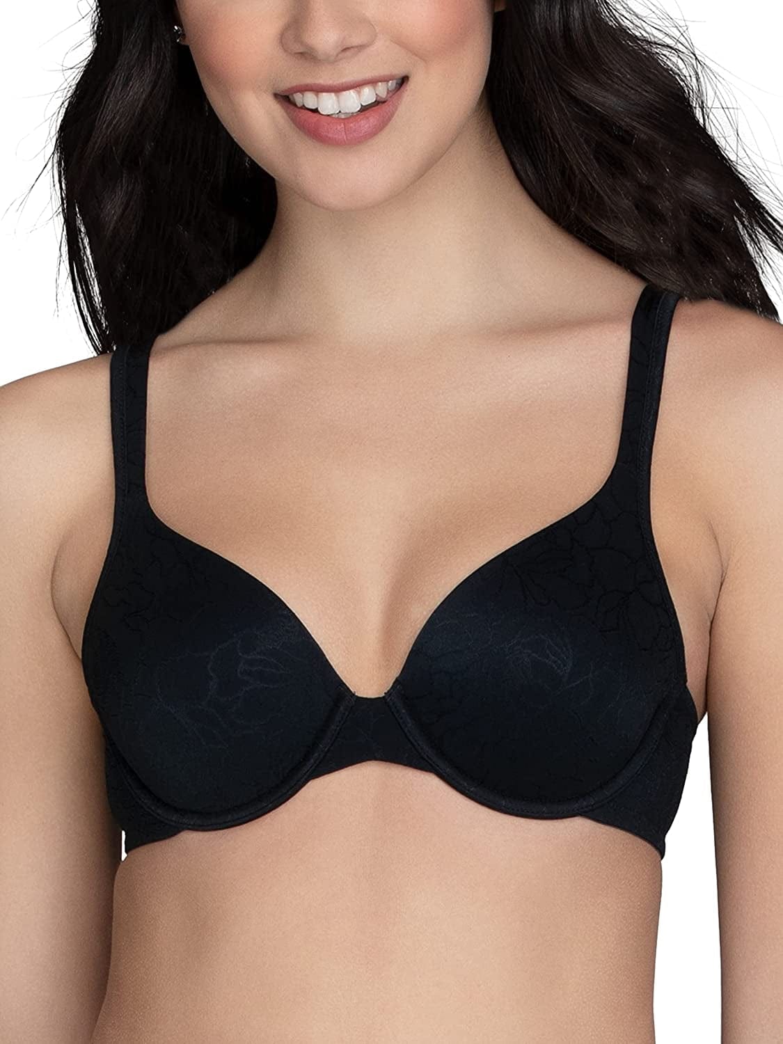 Vanity Fair Women'S Body Shine Full Coverage T-Shirt Bra Underwire - Black Jacquard / Underwire / 36D