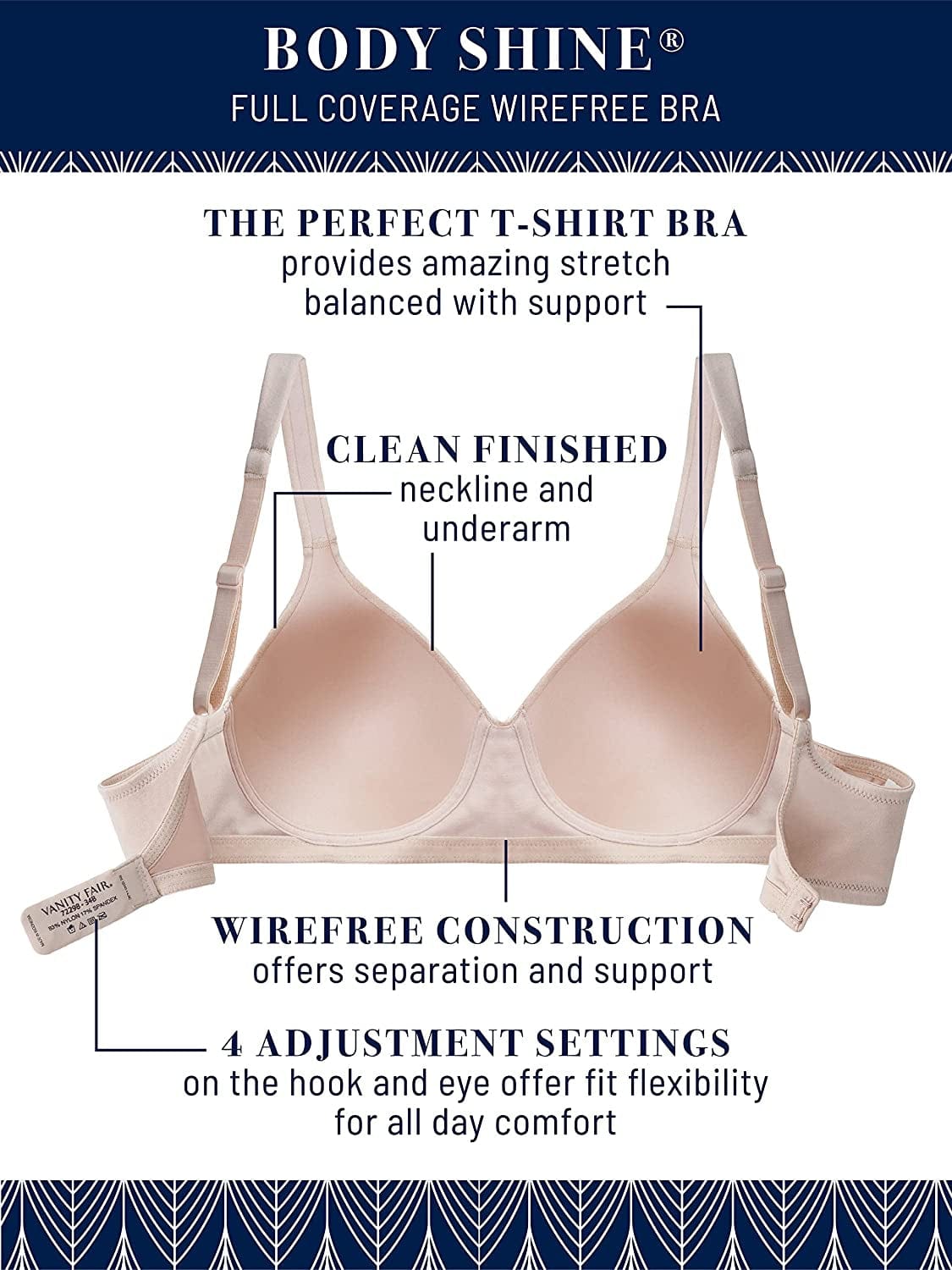Vanity Fair Women'S Body Shine Full Coverage T-Shirt Bra