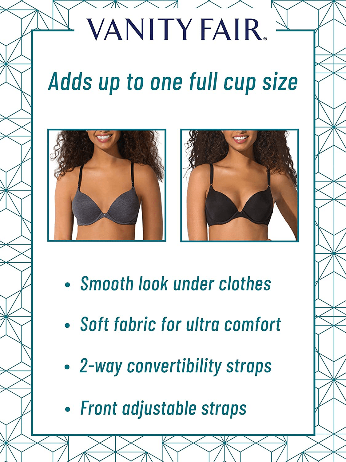 Vanity Fair Women's Ego Boost Push Up Bra (+1 Cup Size)