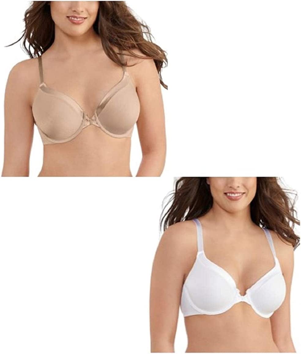 Vanity Fair Women'S Front Closure Bra with No-Poke Underwire (34B-44DDD) Average Figure - 2 Pack - Beige/White / Average Figure (34B-42D) / 34D