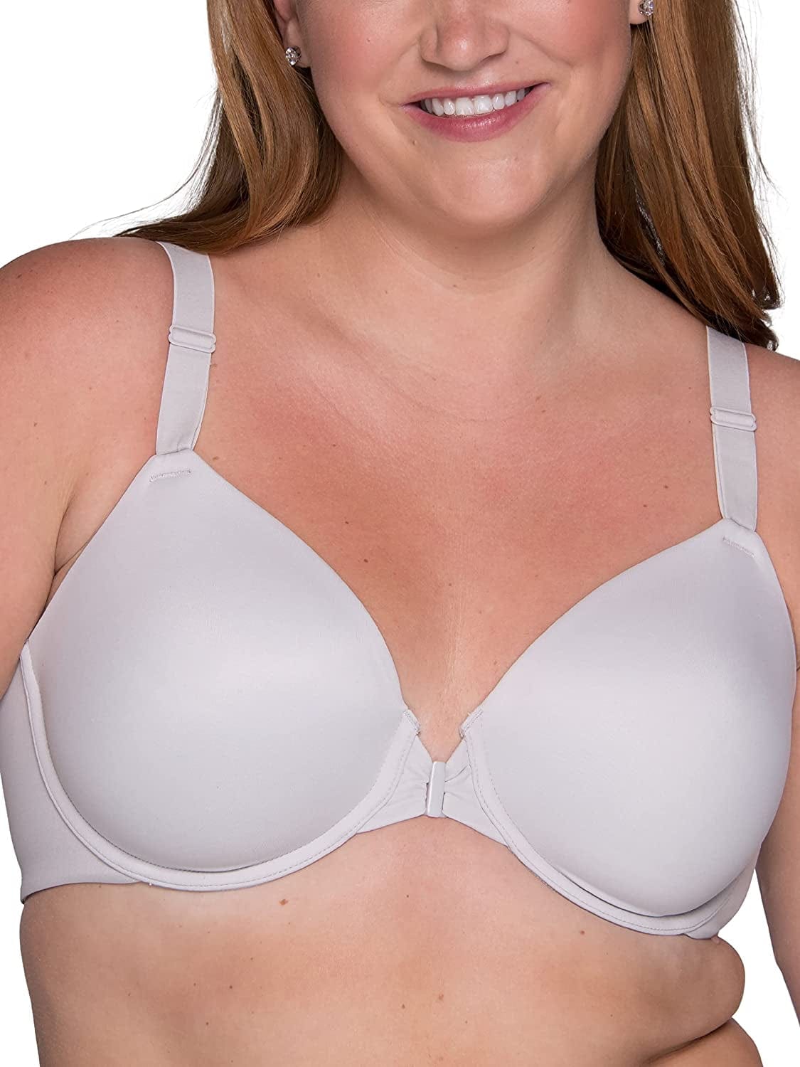 Vanity Fair Women'S Front Closure Bra with No-Poke Underwire (34B-44DDD) Full Figure - Studio Grey / Full Figure (36C-44DDD) / 40D