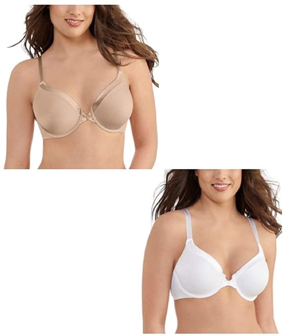 Vanity Fair Women'S Front Closure Bra with No-Poke Underwire (34B-44DDD) Average Figure - 2 Pack - Beige/White / Average Figure (34B-42D) / 34C
