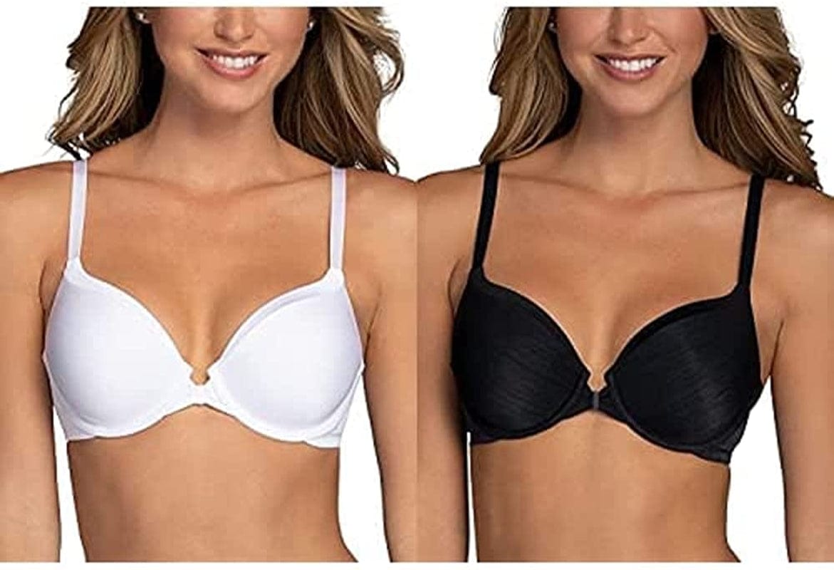 Vanity Fair Women'S Front Closure Bra with No-Poke Underwire (34B-44DDD) Average Figure - 2 Pack - Black/White / Average Figure (34B-42D) / 38B