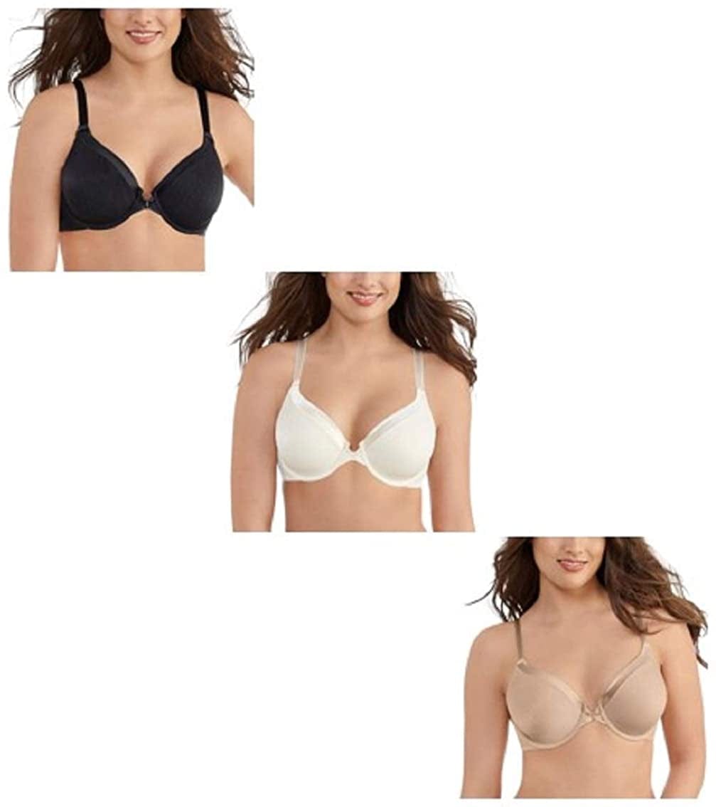 Vanity Fair Women'S Front Closure Bra with No-Poke Underwire (34B-44DDD) Average Figure - 3 Pack - Black/Cream/Beige / Average Figure (34B-42D) / 40D