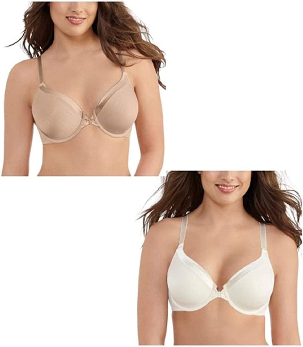 Vanity Fair Women'S Front Closure Bra with No-Poke Underwire (34B-44DDD) Average Figure - 2 Pack - Beige/Cream / Average Figure (34B-42D) / 40D