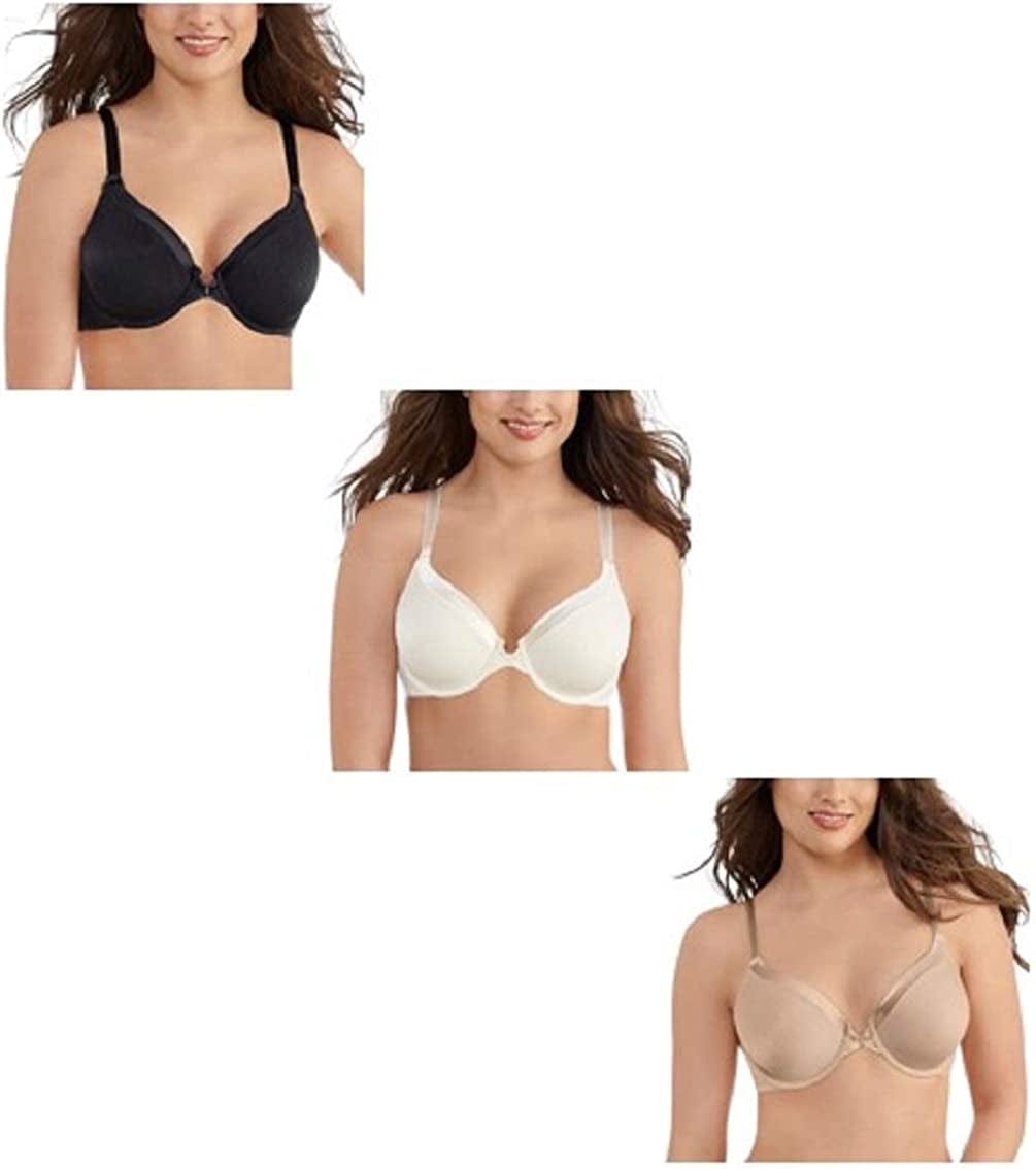 Vanity Fair Women'S Front Closure Bra with No-Poke Underwire (34B-44DDD) Average Figure - 3 Pack - Black/Cream/Beige / Average Figure (34B-42D) / 38D