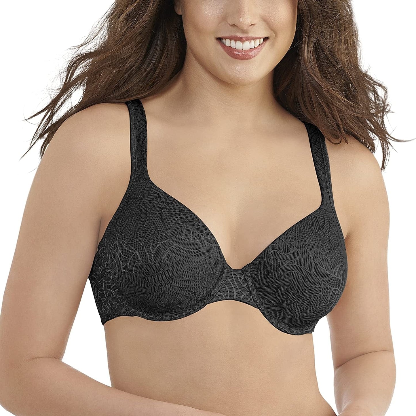Vanity Fair Women'S Full Coverage Underwire Bra 75298 Midnight Black Jacquard / 34DD