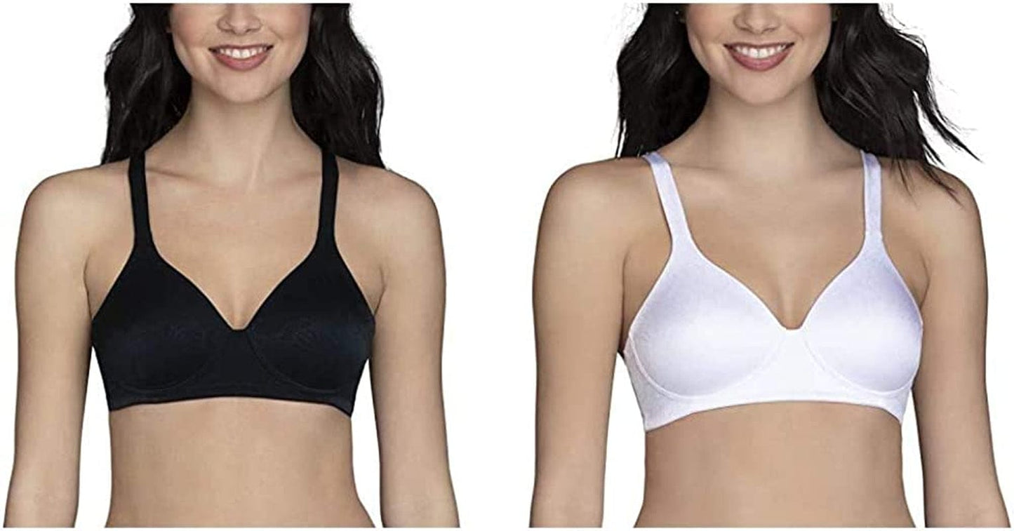 Vanity Fair Women'S Full Coverage Wirefree Bra 72298 Wirefree - 2 Pack - Black Jacquard/White Jacquard / 36D