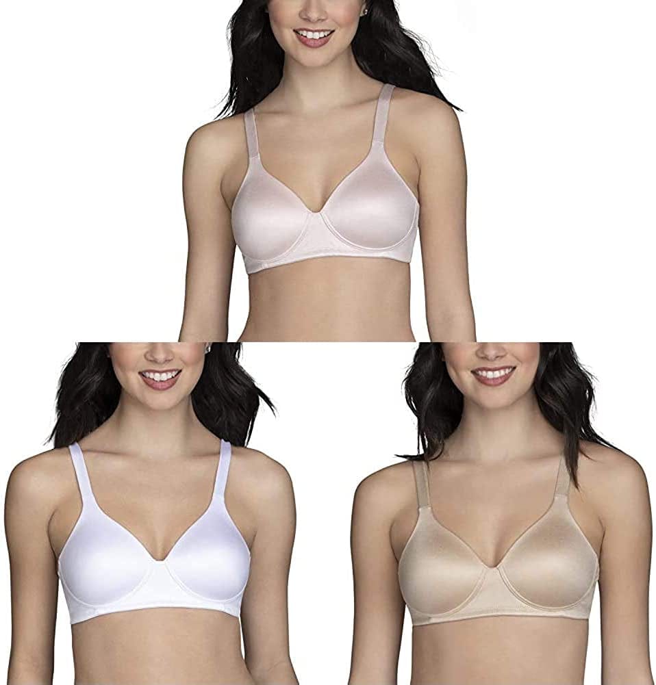 Vanity Fair Women'S Full Coverage Wirefree Bra 72298 Wirefree - 3 Pack - Quartz/White/Beige / 40D