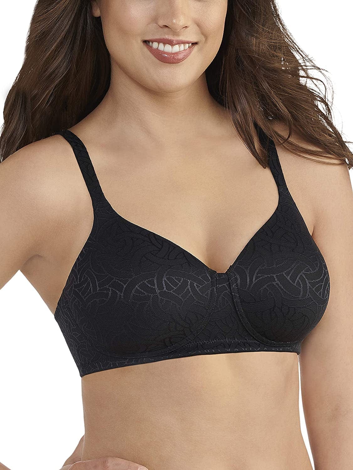 Vanity Fair Women'S Full Coverage Wirefree Bra 72298 Midnight Black Jacquard / 36D