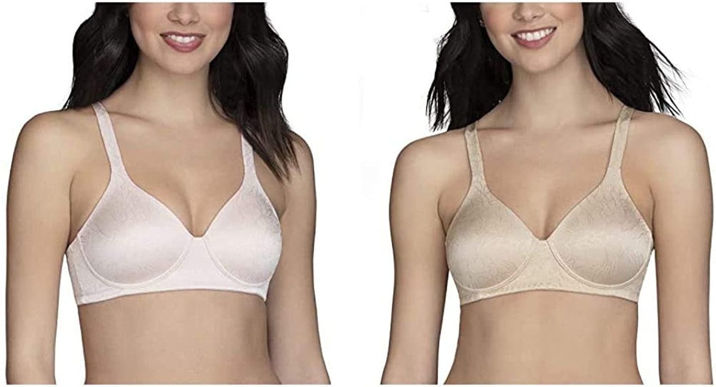 Vanity Fair Women'S Full Coverage Wirefree Bra 72298 Wirefree - 2 Pack - Quartz Jacquard/Beige Jacquard / 36D