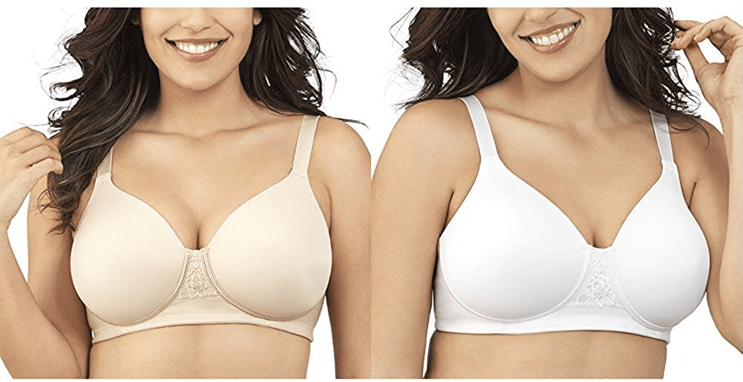 Vanity Fair Women's Full Figure Beauty Back Smoothing Bra (36C-42H) Wirefree - 2 Pack - Beige/White / Wirefree / 36DD